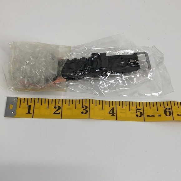 Women’s Wrist Watch Black Band Silver Clasp and Rosy Gold Tone Around Face - Picture 2 of 7